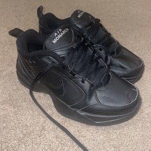 Nike Air Monarch IV Triple Black Leather 415445-001 Men's Shoes Size 7